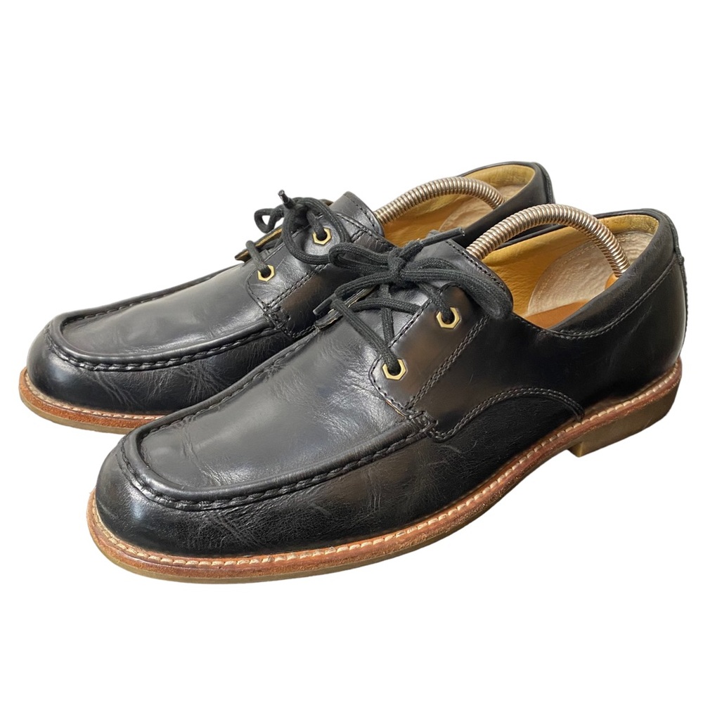 Ugg Via Pitti Moc Toe Derby Mens 10 43 Black Calf Leather Lace Up Boat Shoe